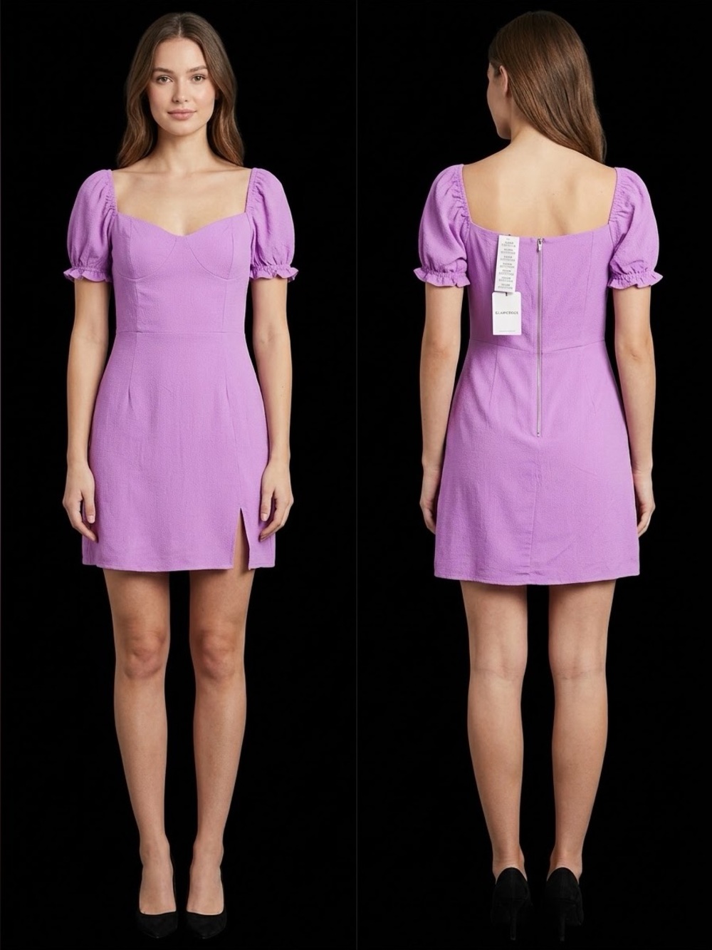 Urban Outfitters Lilac Puff-Sleeve Mini Dress